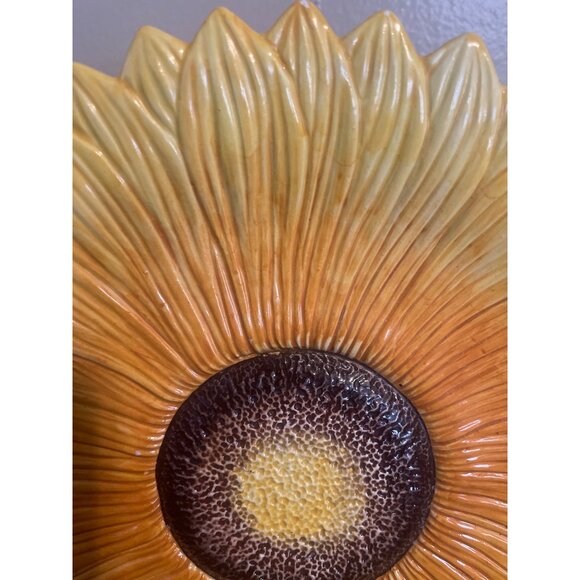 Sunflower Ceramic Decorative Plate Made In ITALY Serving Pottery 10" Diameter - Picture 4 of 11